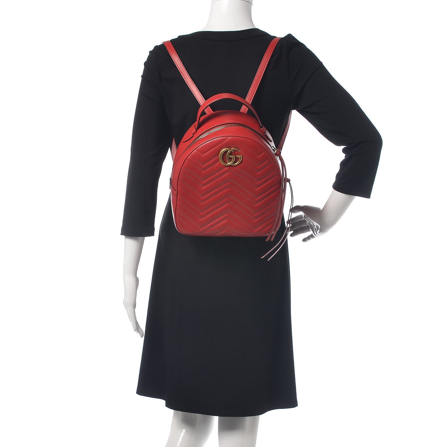 Calfskin Matelasse GG Marmont Dome Backpack Hibiscus Red