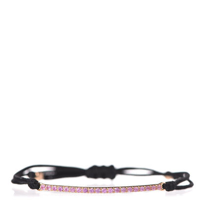 Tiffany 18K Rose Gold Pink Sapphire Metro Bar Cord Bracelet 1 of 5
