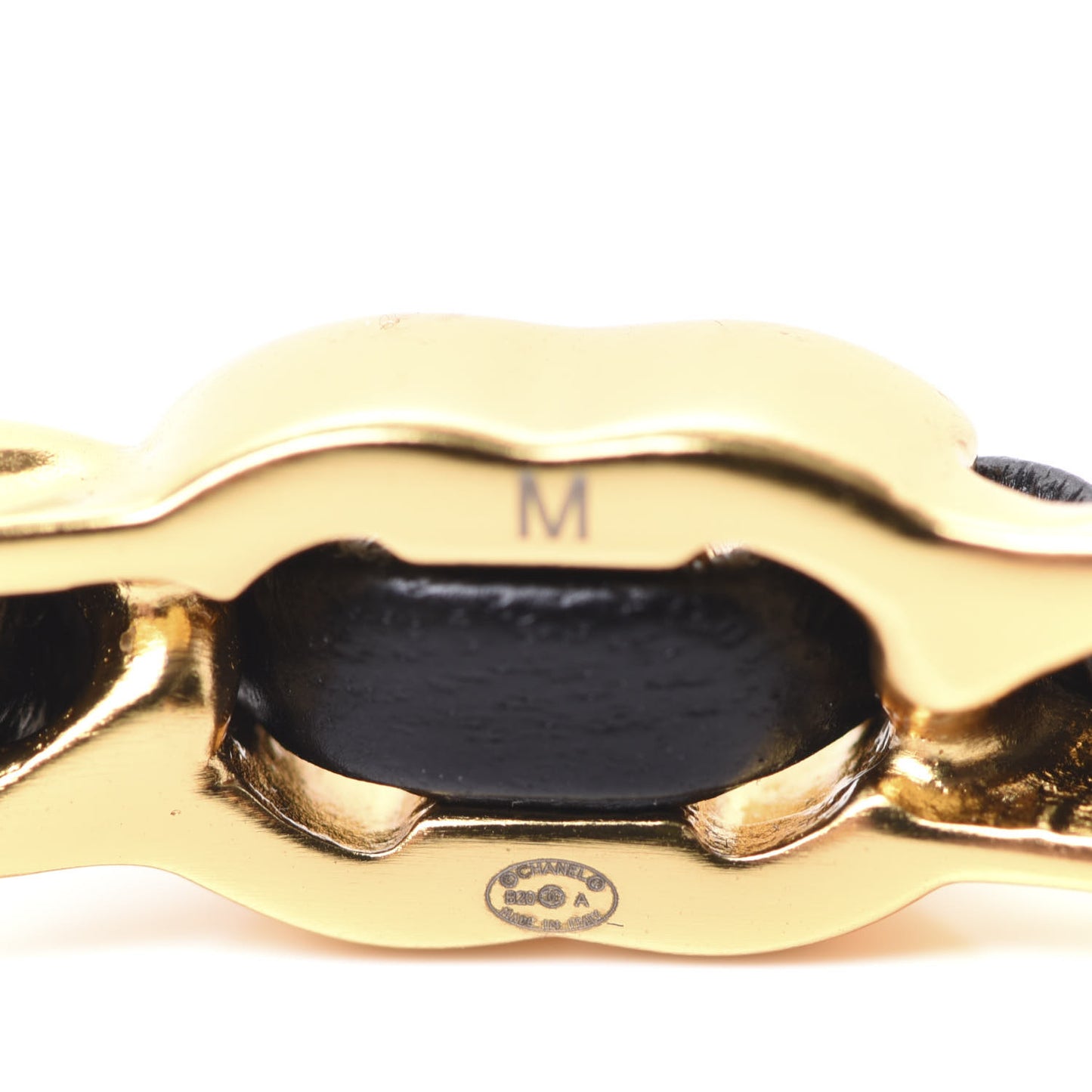 Lambskin Pearl CC Cuff Bracelet Black Gold
