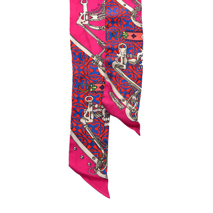 Hermes Silk Mors Et Gourmettes Remix Twilly Fuchsia Bleu Corail 2 of 4