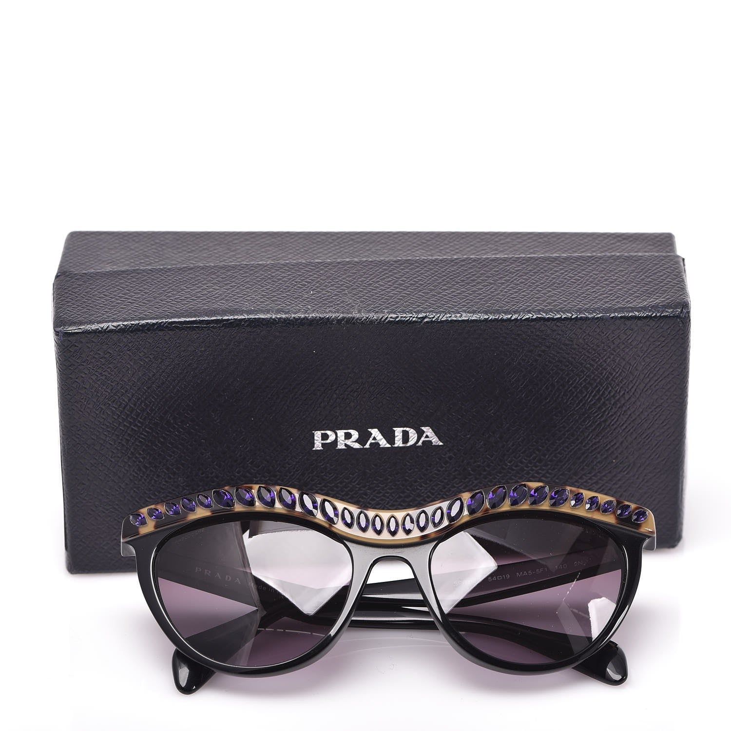 Prada Crystal Cat Eye Sunglasses SPR 04P Black Havana 8 of 8