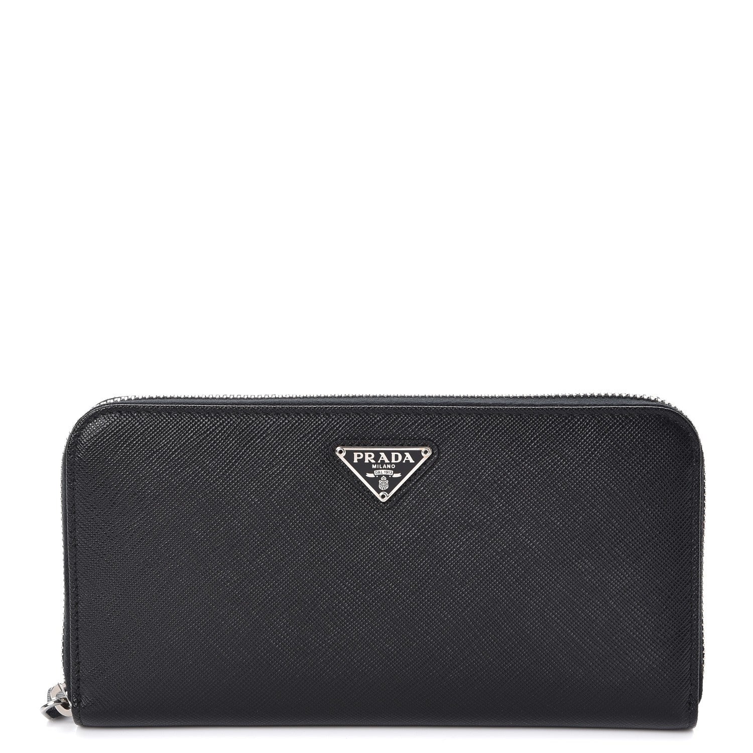 Prada Saffiano Zip Around Wallet Nero Black 1 of 8