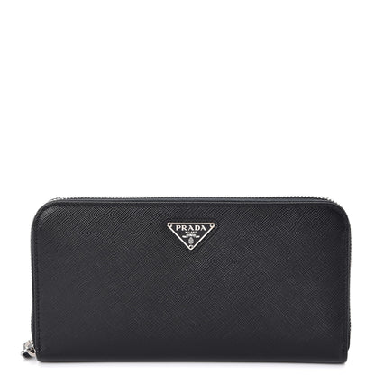 Prada Saffiano Zip Around Wallet Nero Black 1 of 8