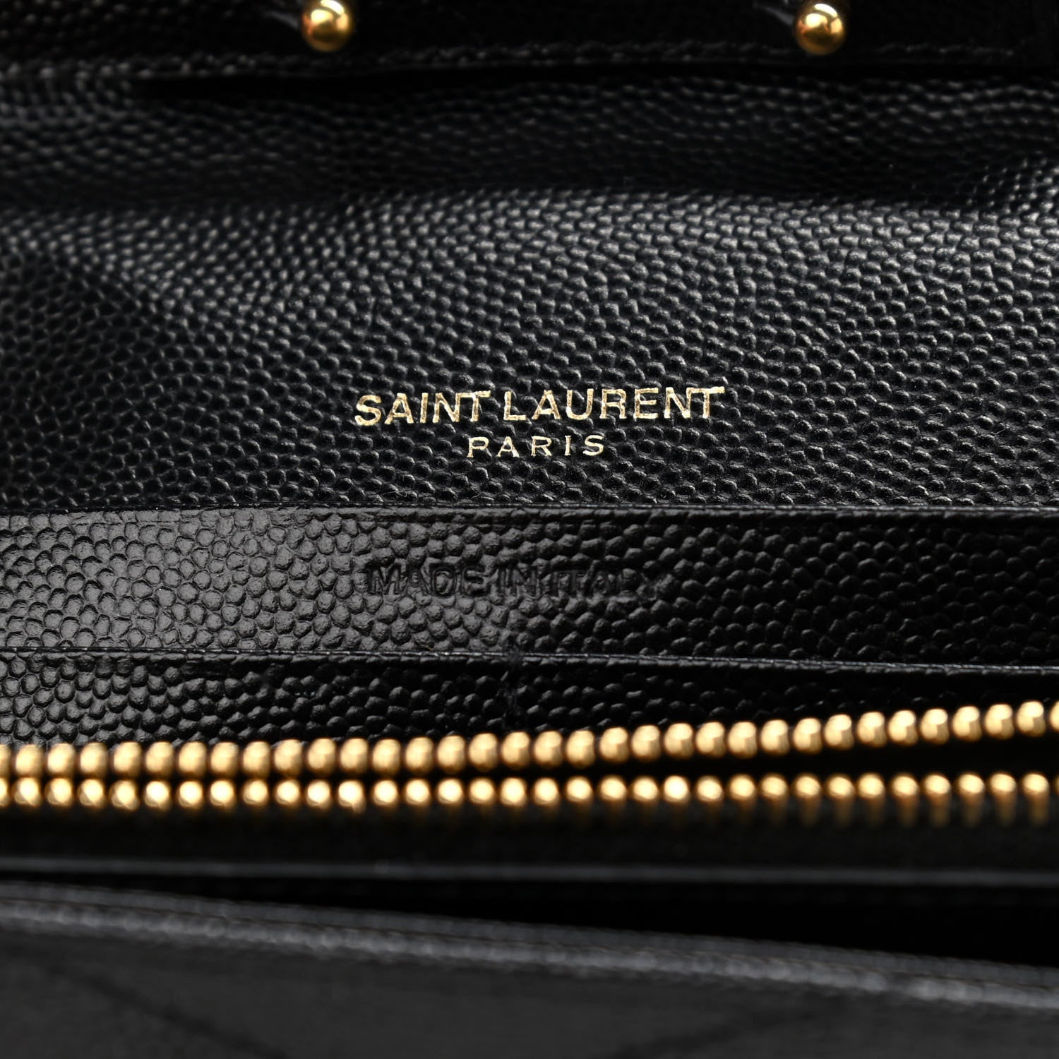 Saint Laurent Grain De Poudre Matelasse Chevron Monogram Chain Wallet Black 7 of 10