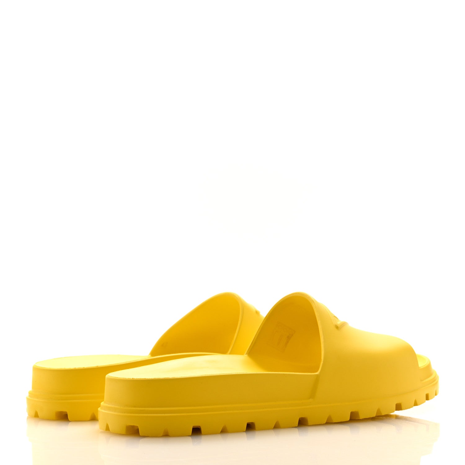 Prada EVA Rubber Triangle Logo Embossed Mens Lug Sole Slide Sandals 43 Sole 5 of 10