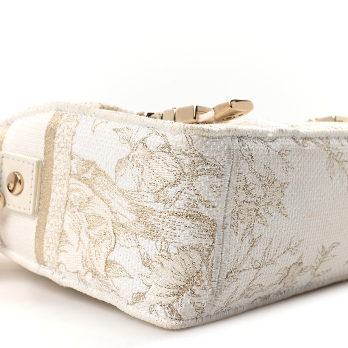 Canvas Embroidered Toile De Jouy Small Diorcamp Messenger White Gold