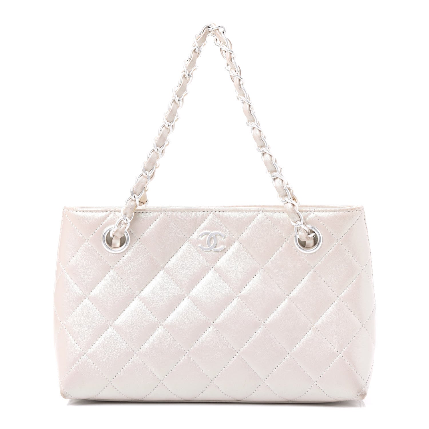 Chanel Iridescent Lambskin Quilted Pochette White 1 of 12