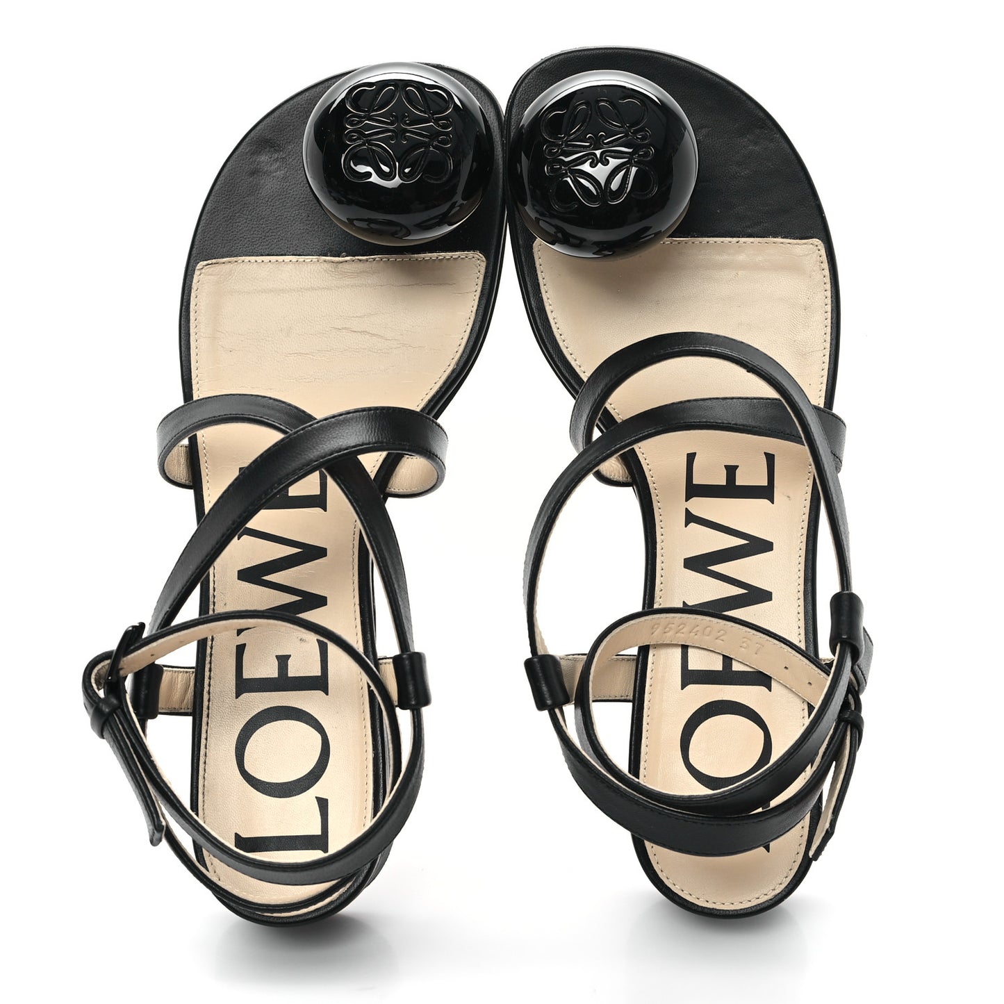 Calfskin Paula's Ibiza Pebble Toe Post Calle Sandals 37 Black