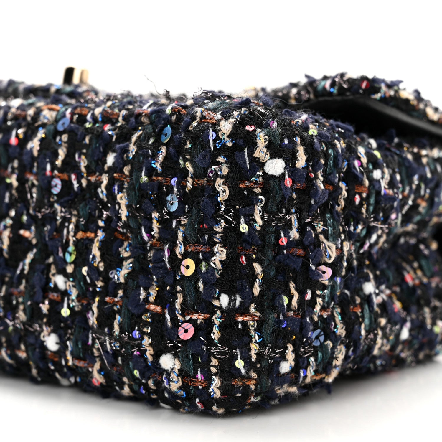 Chanel Glittered Tweed Quilted Mini Rectangular Flap Navy Blue Mulitcolor 10 of 11