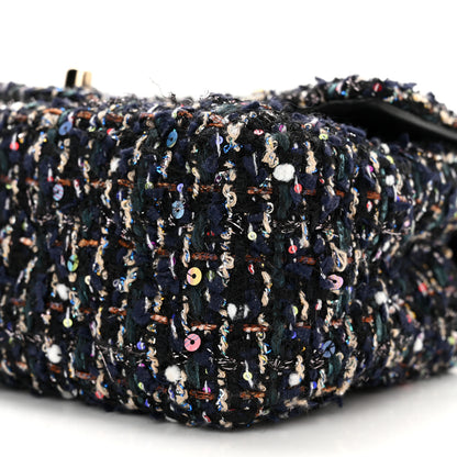 Chanel Glittered Tweed Quilted Mini Rectangular Flap Navy Blue Mulitcolor 10 of 11