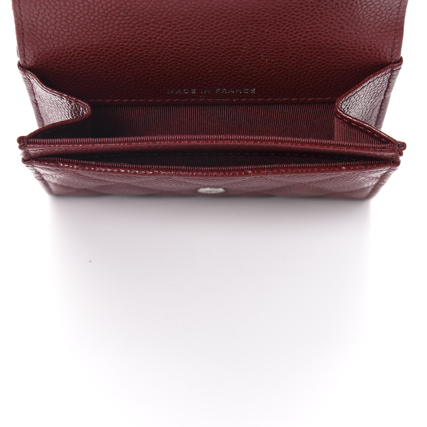Chanel Caviar Quilted Flap Card Holder Wallet Dark Red 5 of 9