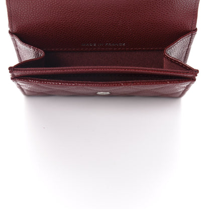 Chanel Caviar Quilted Flap Card Holder Wallet Dark Red 5 of 9