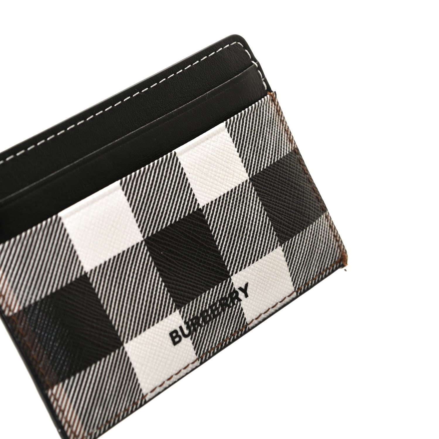 Burberry Calfskin E-canvas Kier Check Card Case Black White 11 of 11
