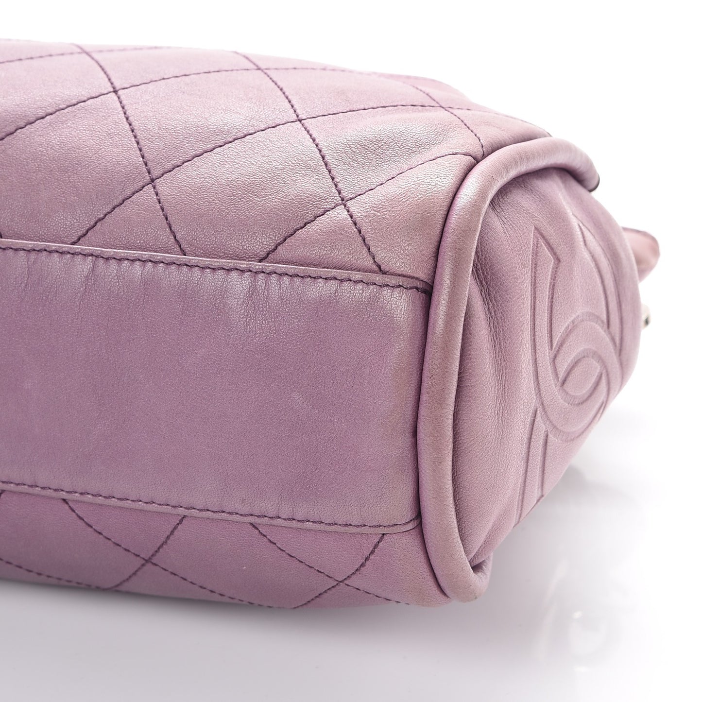 Lambskin Stitched Medium Ultimate Soft Tote Light Purple