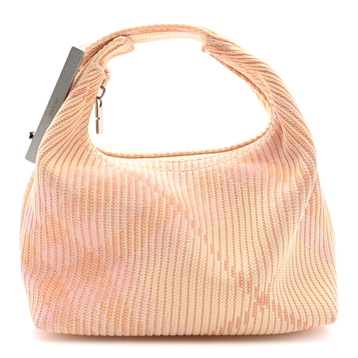Canvas Knitted Check Mini Peg Duffle Bag Sherbert