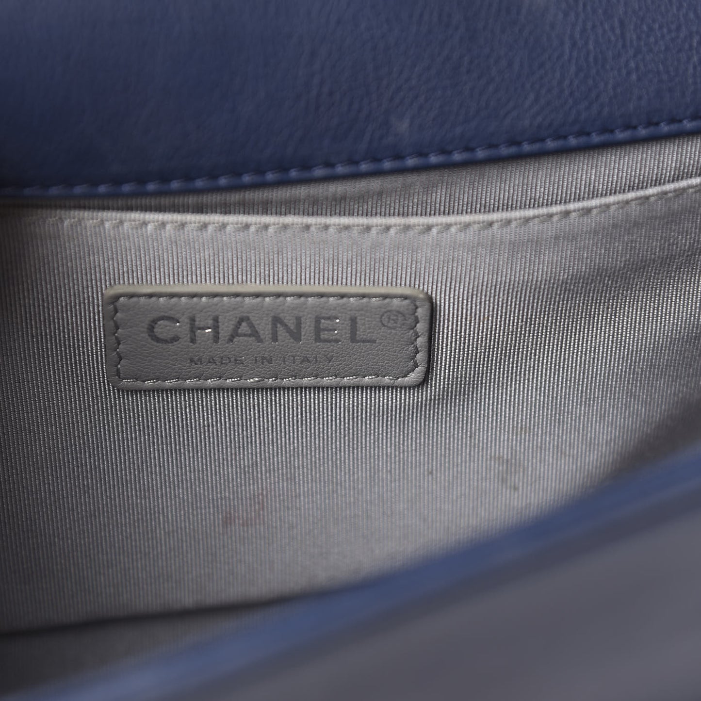 Calfskin Double Stitch Medium Boy Flap Navy Blue