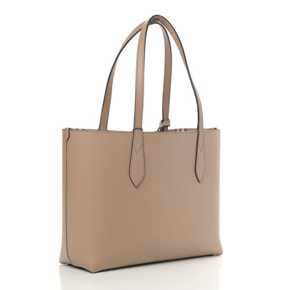 Burberry Grainy Calfskin Haymarket Check Small Reversible Tote Mid Camel 4 of 16