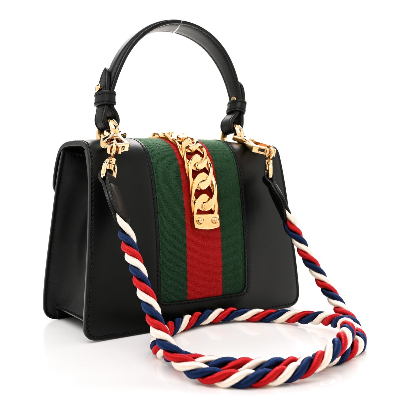 Calfskin Mini Sylvie Top Handle Bag Black