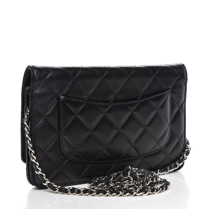 Chanel Lambskin Quilted Wallet On Chain WOC Black 3 of 15
