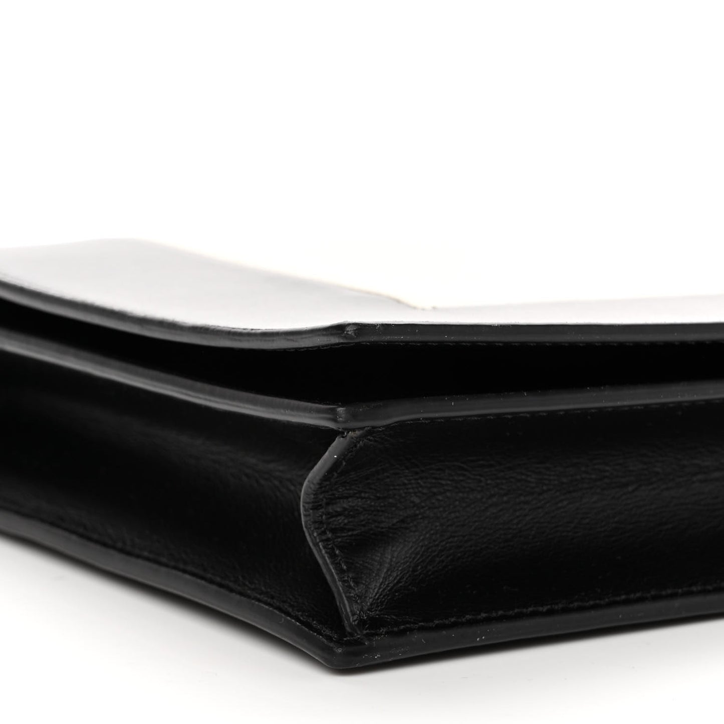 Smooth Lambskin Frame Evening Chain Clutch Black White