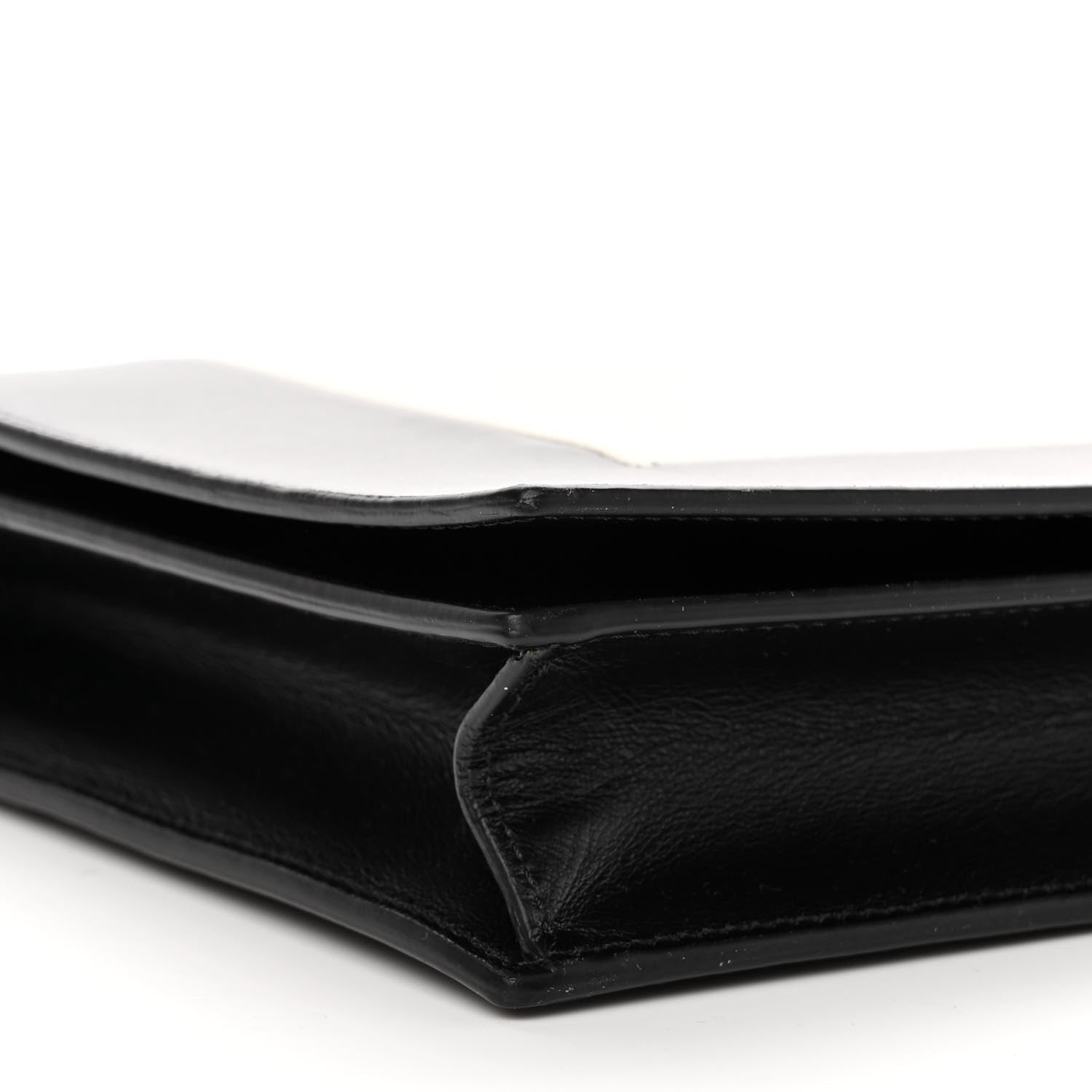 Celine Smooth Lambskin Frame Evening Chain Clutch Black White 10 of 11