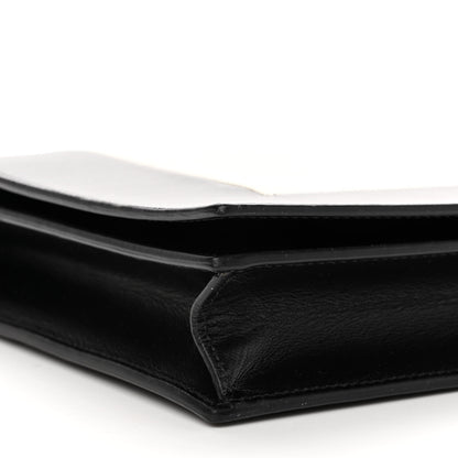 Celine Smooth Lambskin Frame Evening Chain Clutch Black White 10 of 11