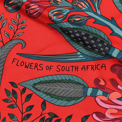 Hermes Silk Flowers of South Africa Scarf 90 Rouge Vert Ciel 5 of 6