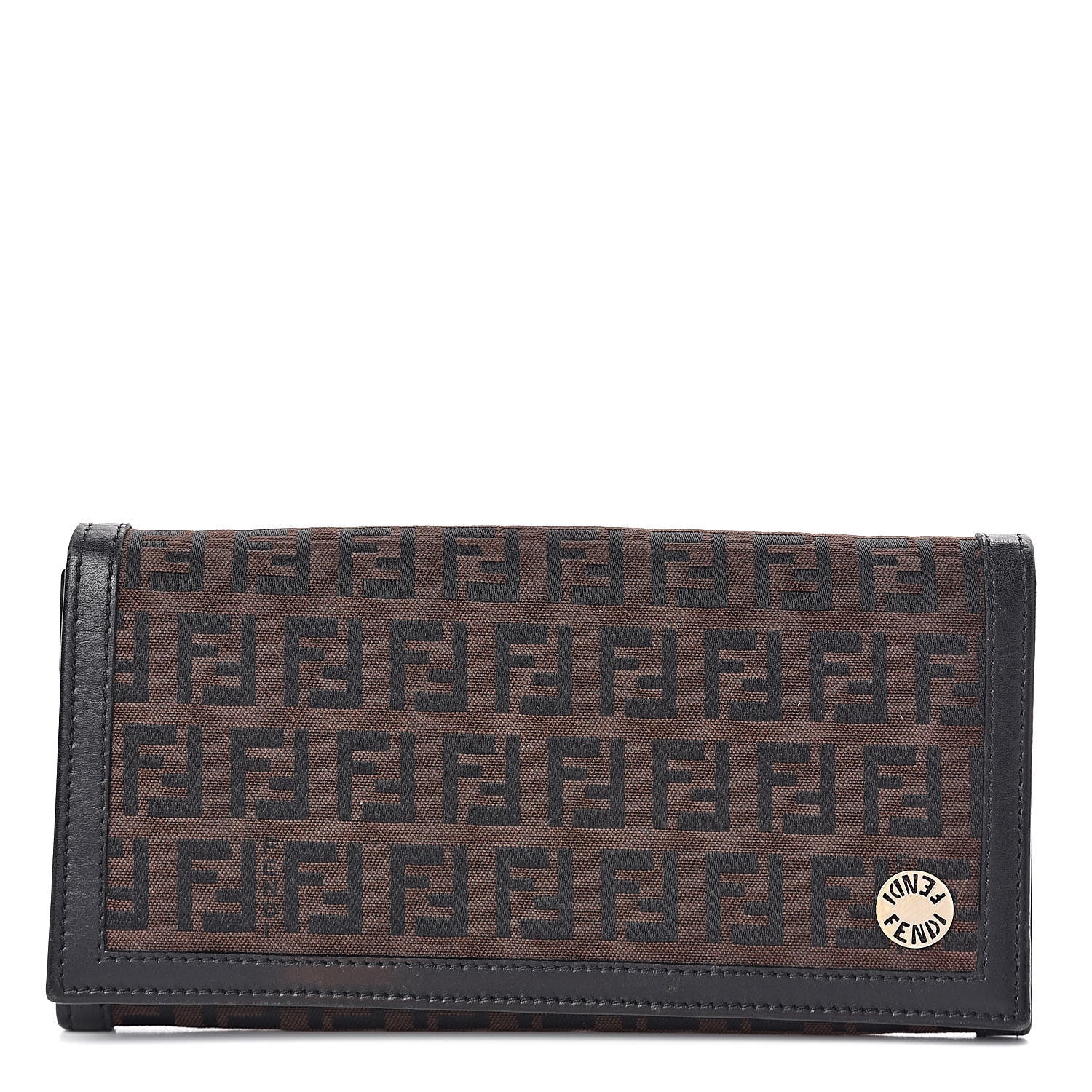 Fendi Zucchino Cuoio Continental Wallet Black Moro 1 of 10