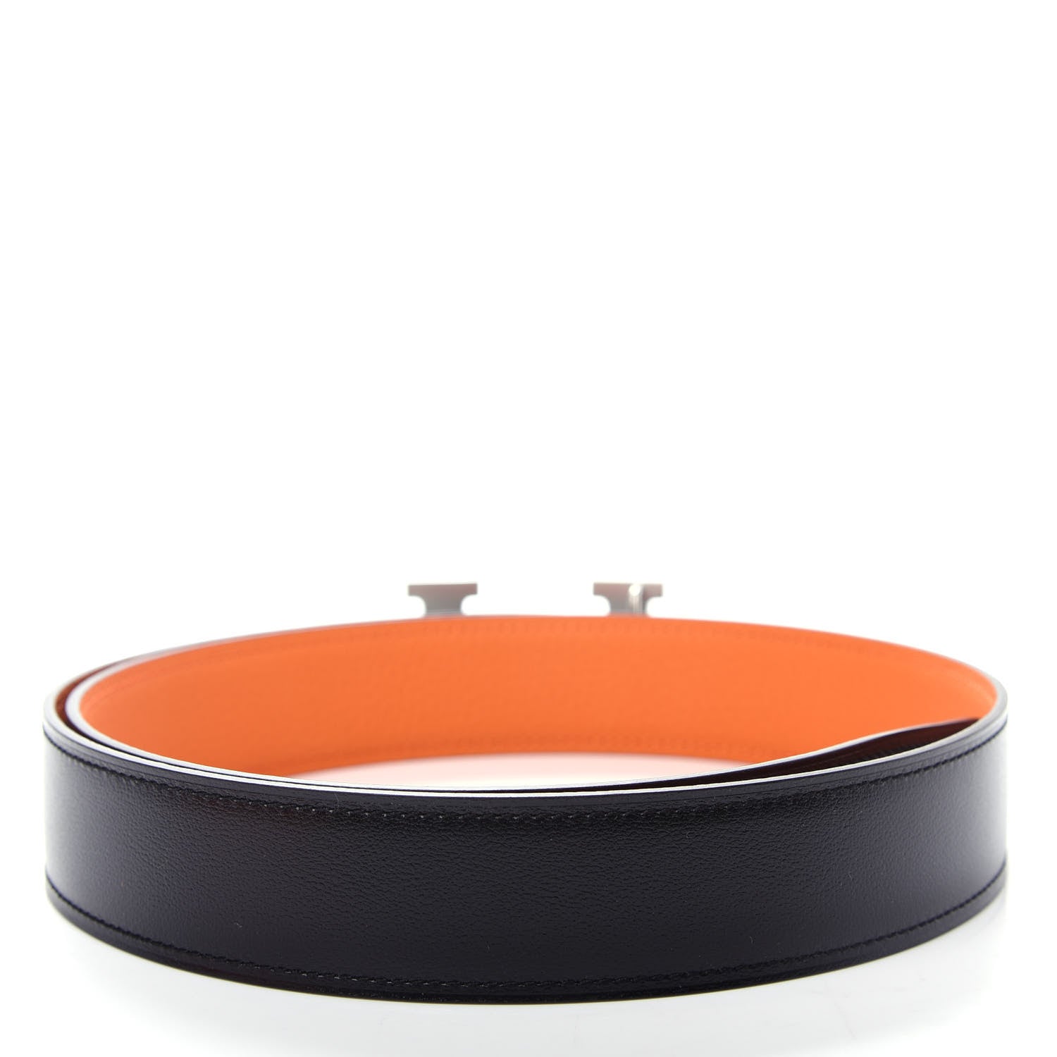 Hermes Box Togo 32mm H Belt 80 Black Orange 2 of 6