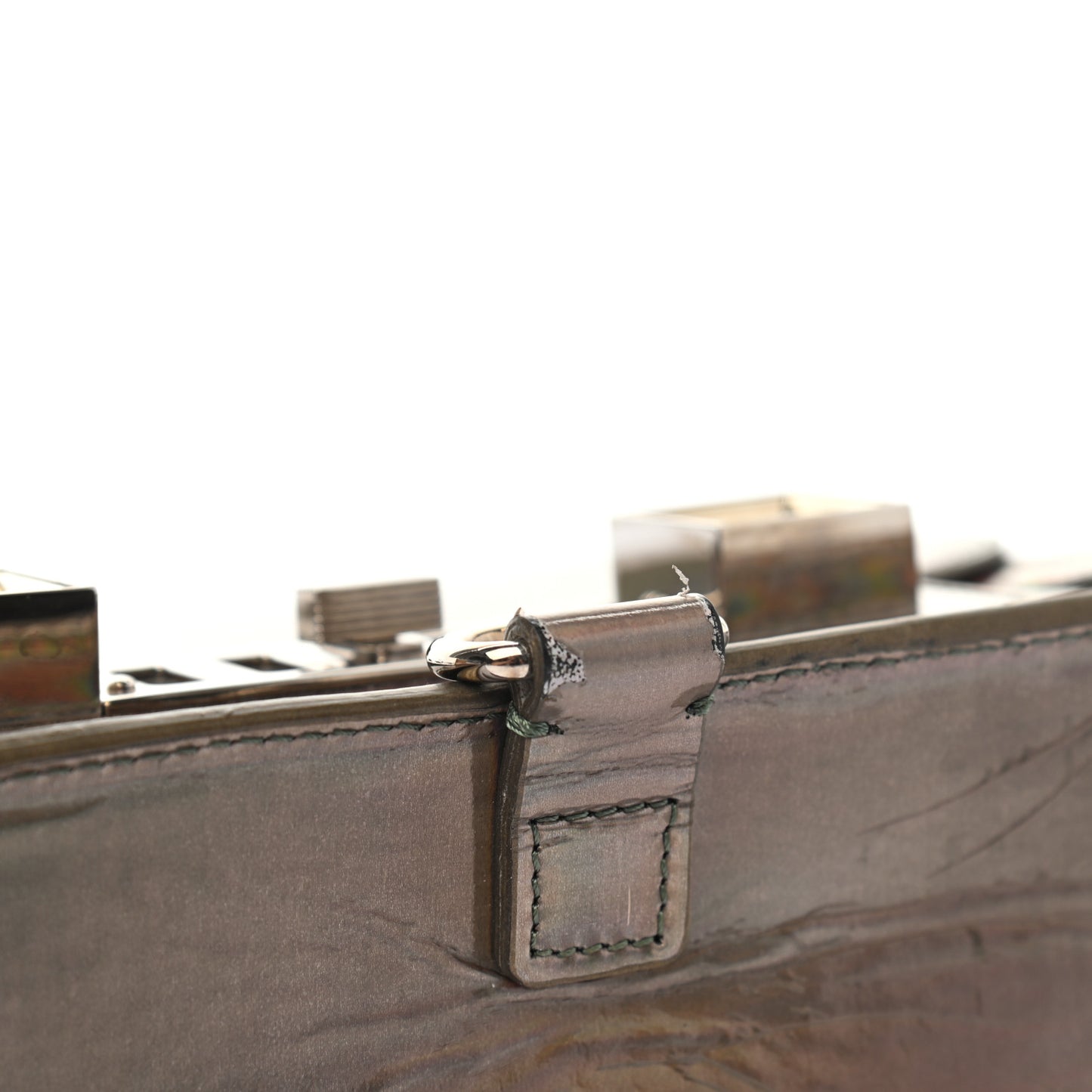 Metallic Patent PS11 Wristlet Clutch Brown