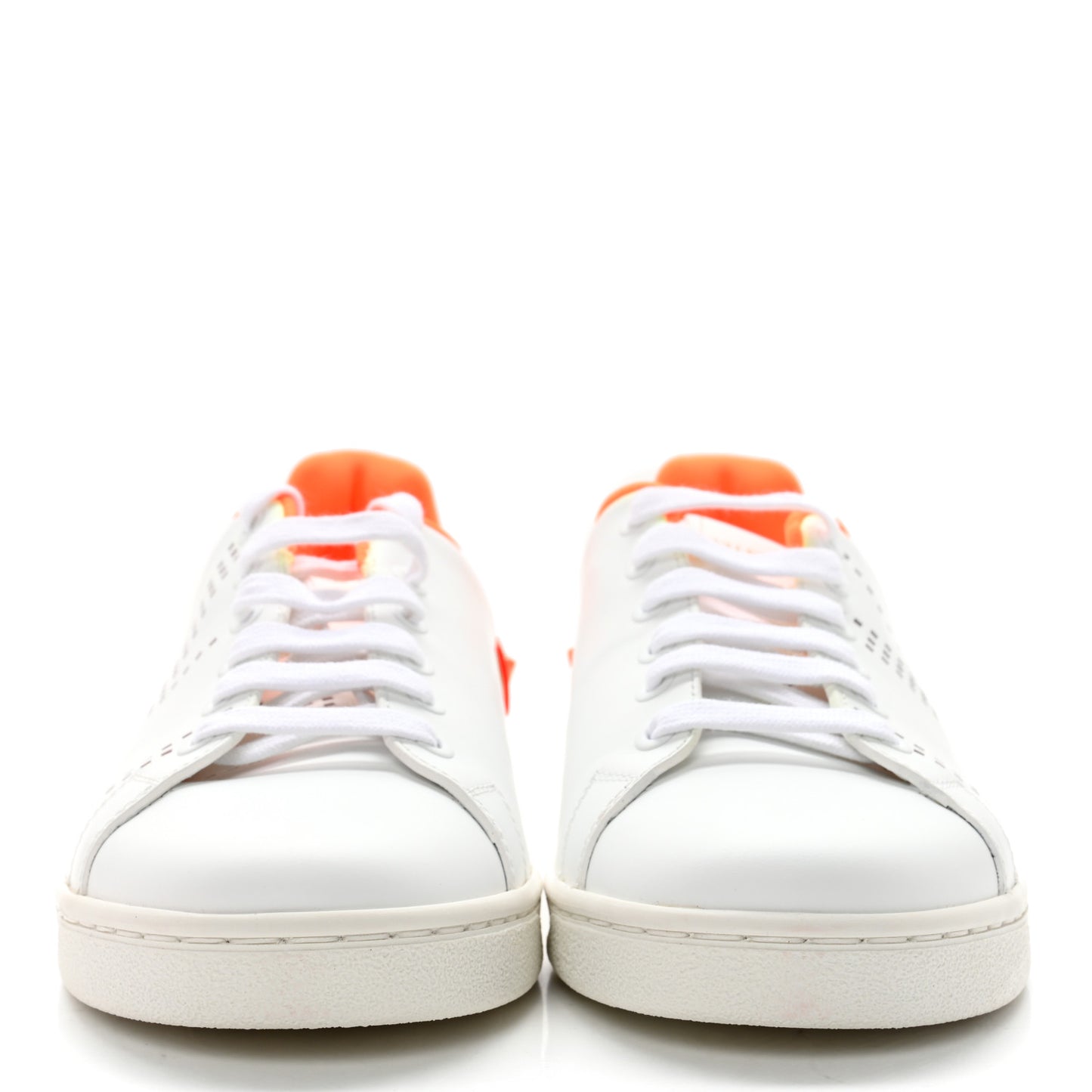 Calfskin Womens Backnet Sneakers 37 White Orange Fluo