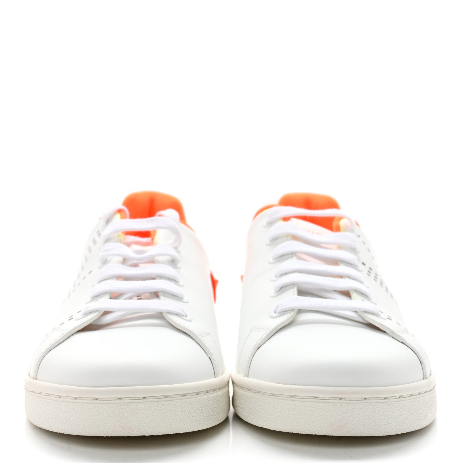 Valentino Garavani Calfskin Womens Backnet Sneakers 37 White Orange Fluo 2 of 12