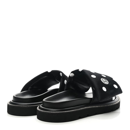 Louis Vuitton Satin Polka Dot Pool Pillow Flat Comfort Mule 42 Black White 4 of 8