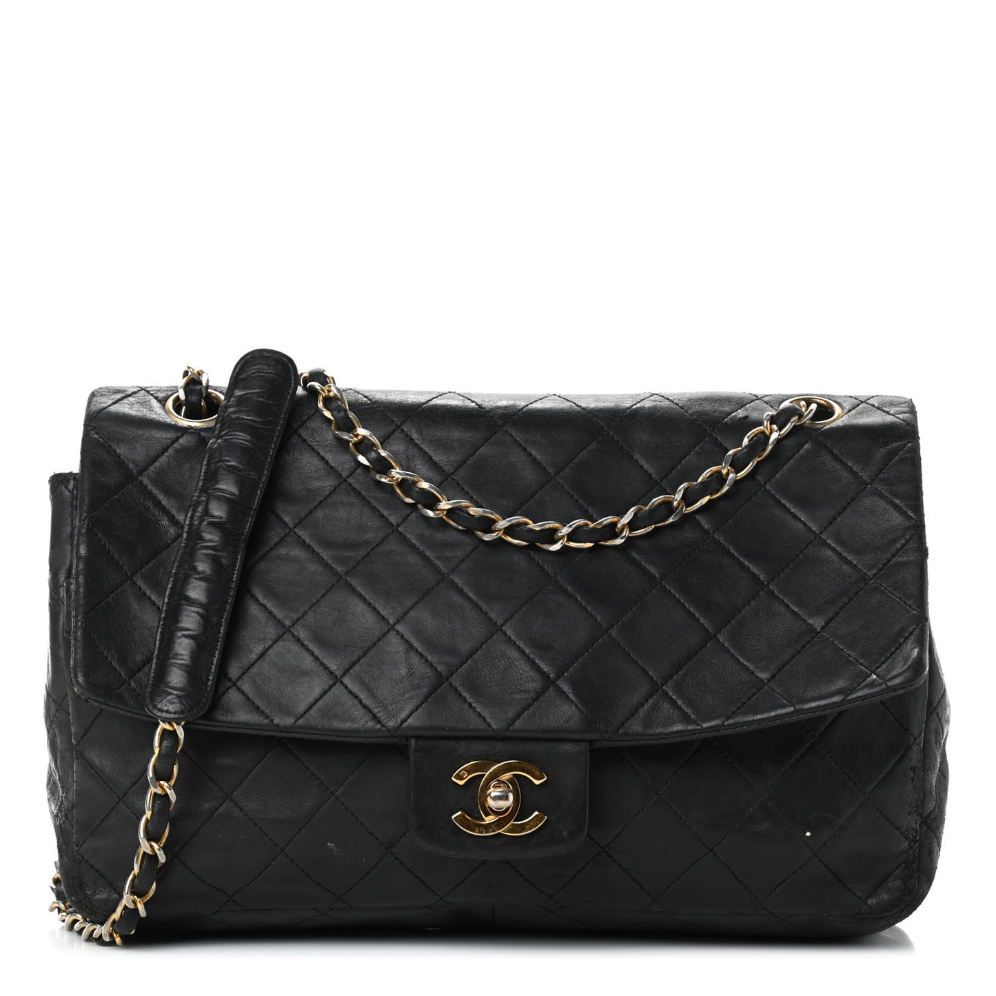 Lambskin Quilted Medium Single Flap Black
