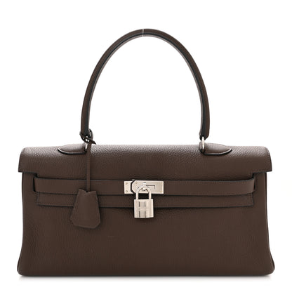 Hermes Taurillon Clemence Shoulder Kelly 40 Cafe 1 of 14