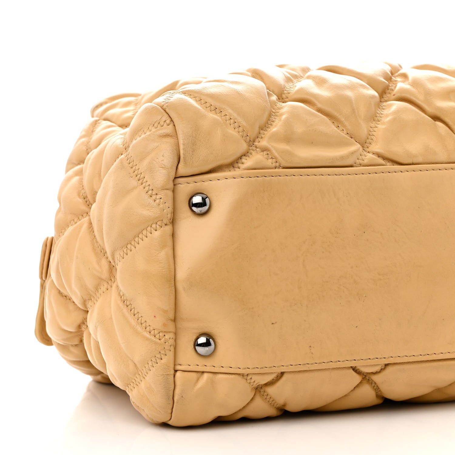 Chanel Lambskin Bubble Quilt Bowler Beige 9 of 12