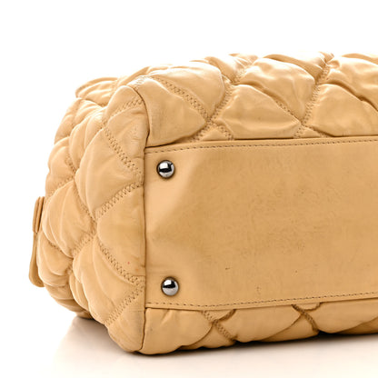 Chanel Lambskin Bubble Quilt Bowler Beige 9 of 12