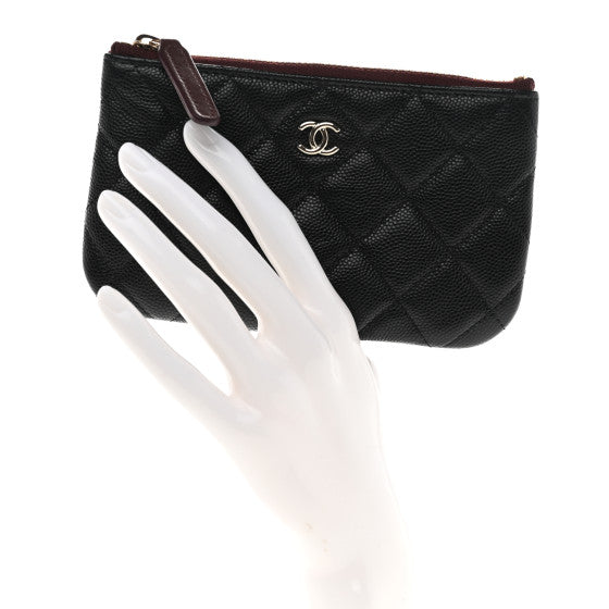Caviar Quilted Small Cosmetic Case Black
