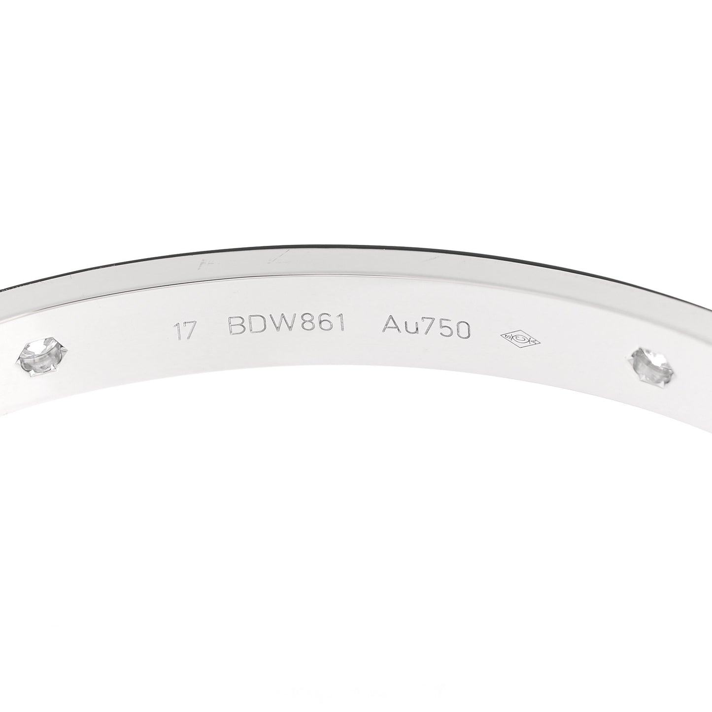 18K White Gold 4 Diamond LOVE Bracelet 17