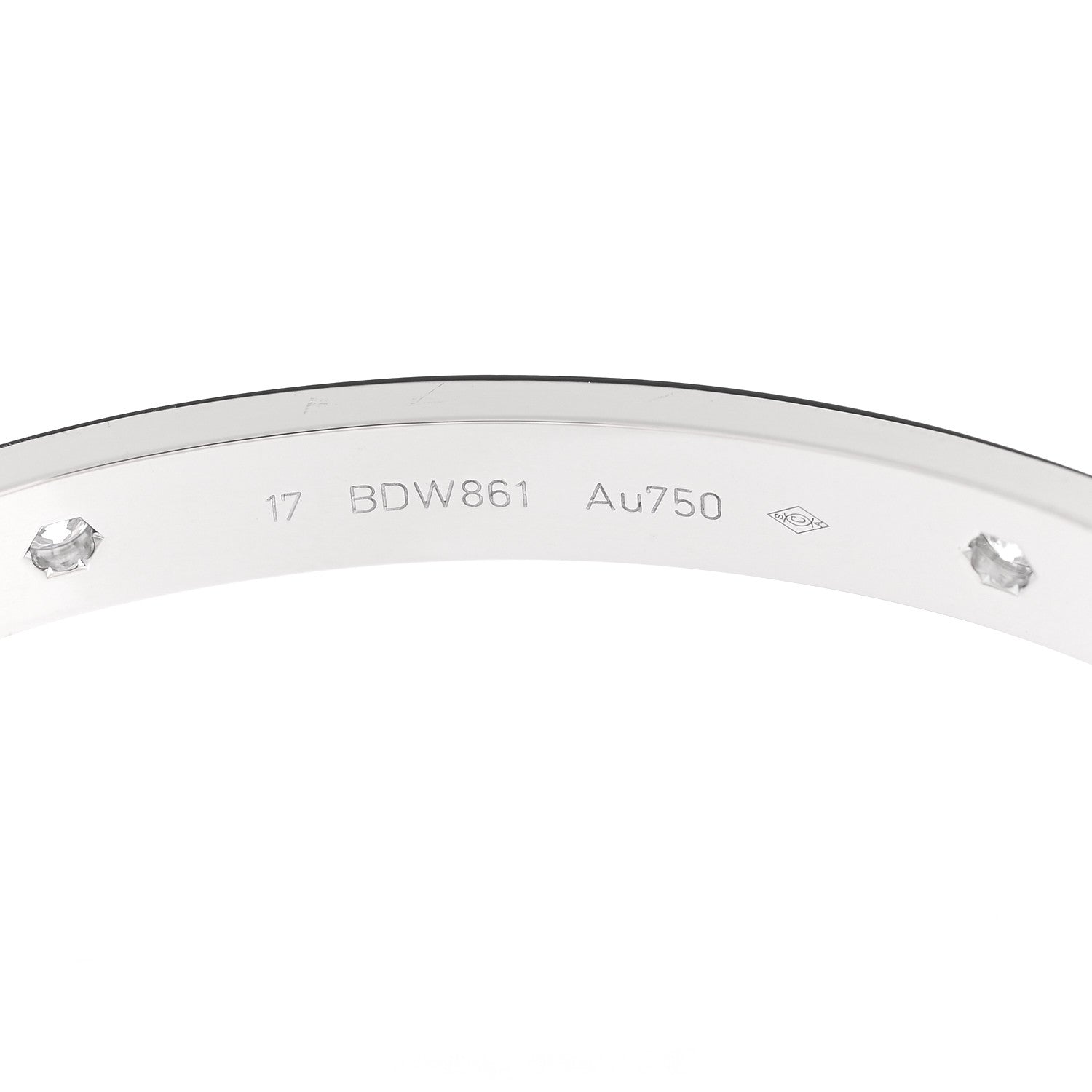 Cartier 18K White Gold 4 Diamond LOVE Bracelet 17 5 of 6