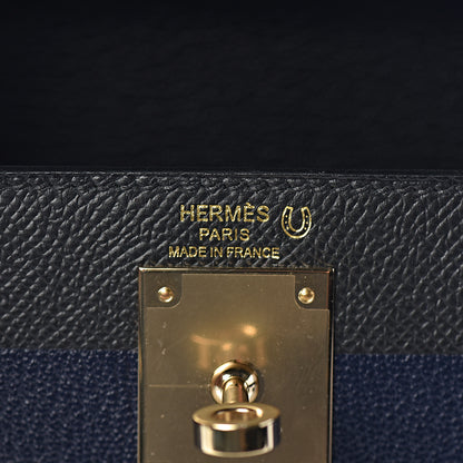 Hermes Epsom Taurillon Clemence Chevre Mysore Horseshoe Kellygraphie Lettre X Kelly Sellier 28 Noir Bleu Indigo Bleu Saphir 16 of 36
