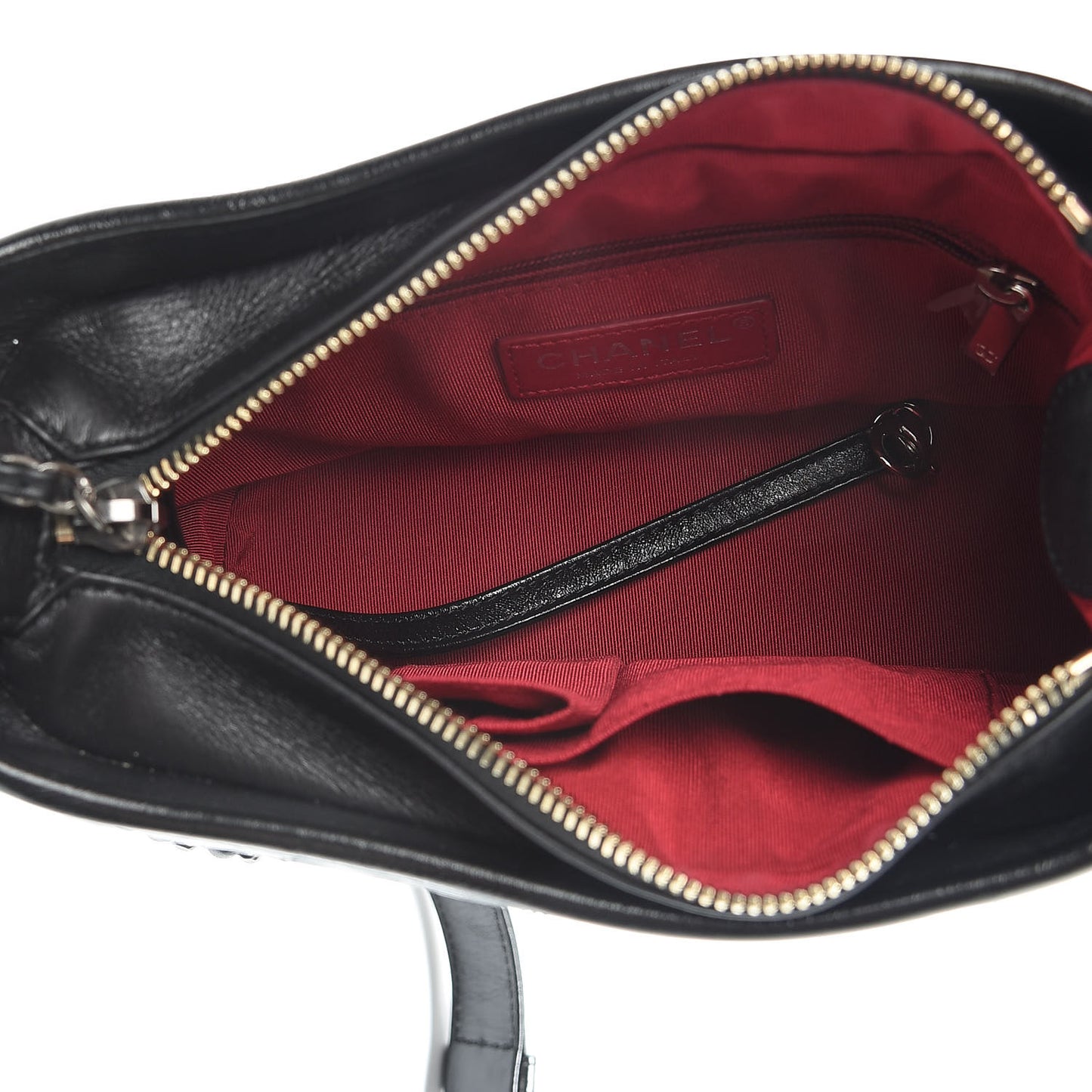 Aged Calfskin Quilted Small Gabrielle Hobo Black