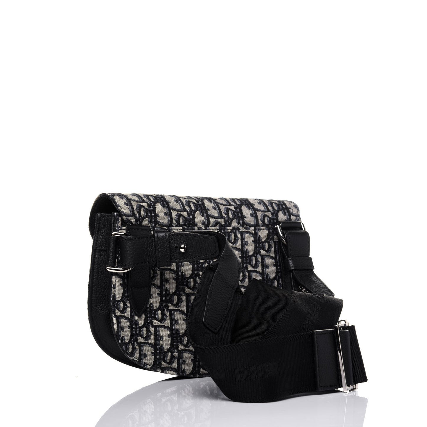 Oblique Saddle Messenger Pouch Beige Black