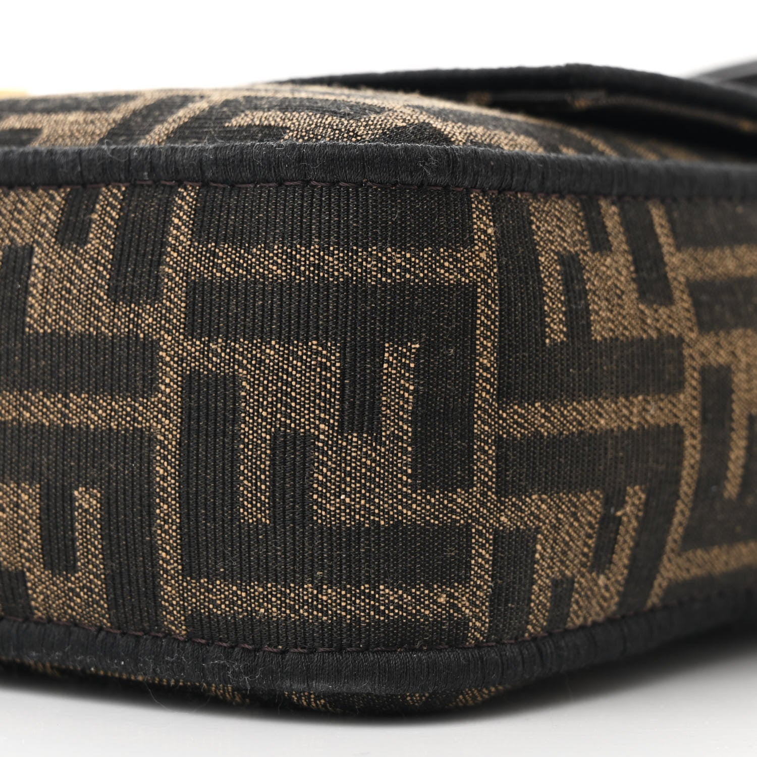 Fendi Fabric Jacquard FF 1974 Medium Baguette Tobacco Moro Black 10 of 10