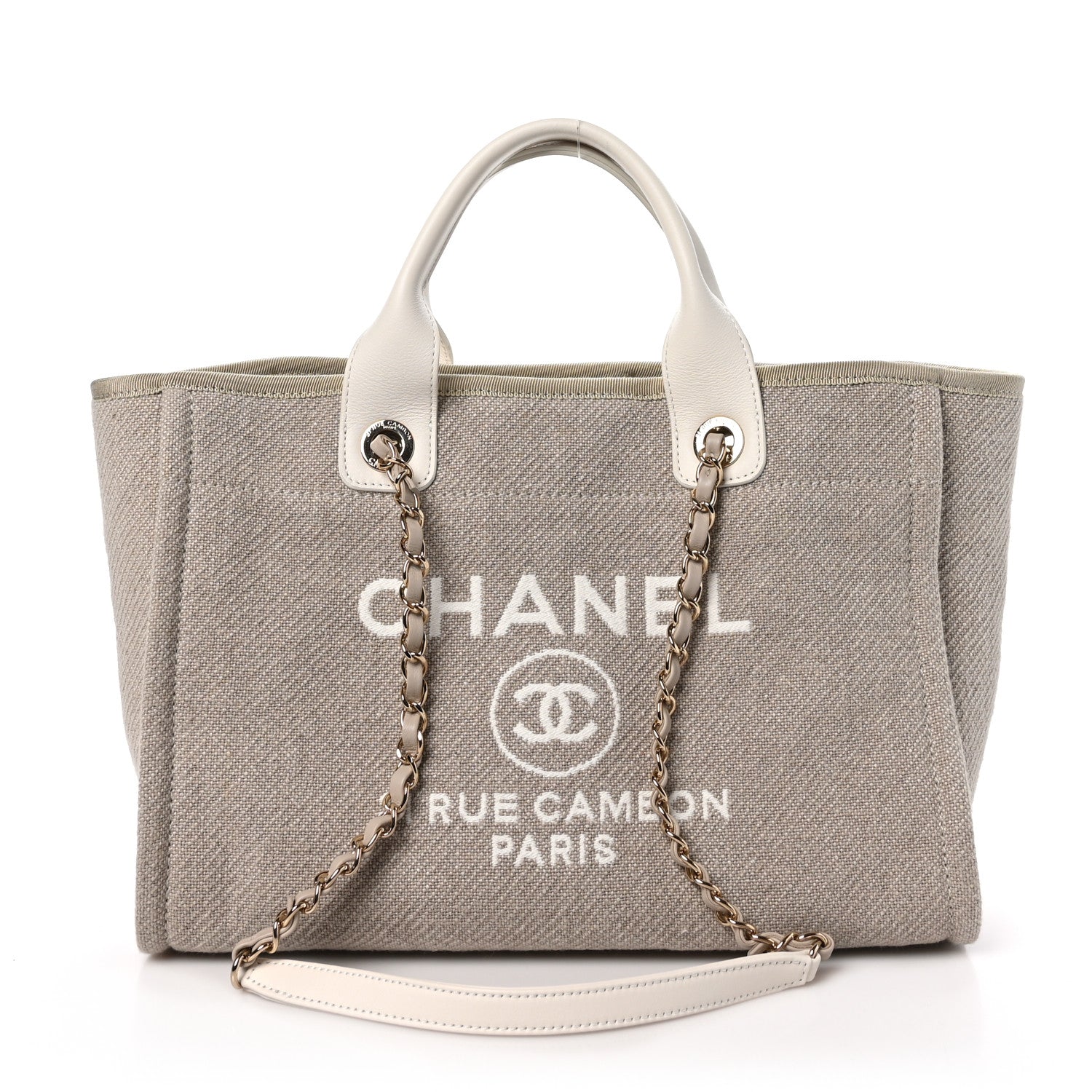 Chanel Mixed Fibers Calfskin Small Deauville Tote Light Grey 1 of 11