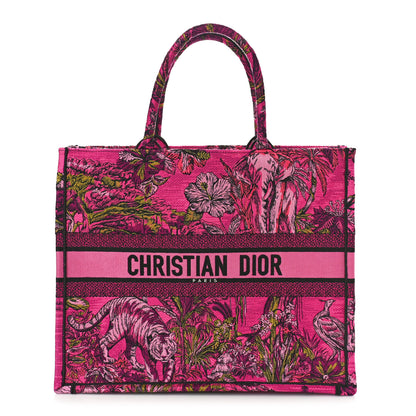 Christian Dior Canvas Embroidered Large Toile de Jouy Voyage Book Tote Fuchsia Multicolor 1 of 8