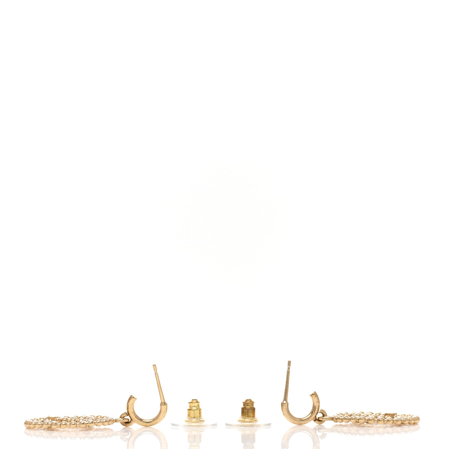 Chanel Metal Bead Round CC Drop Earrings Gold 3 of 4