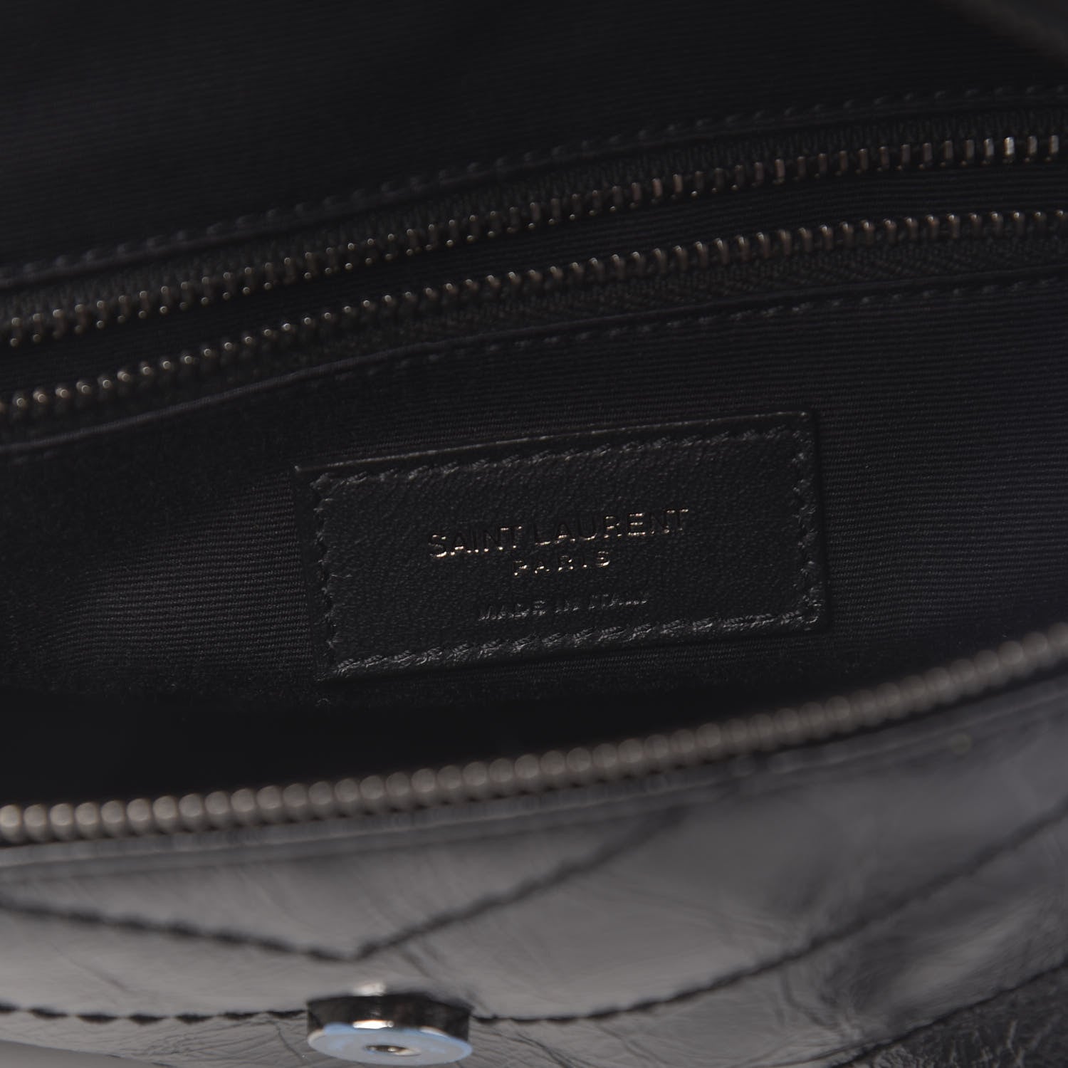 Saint Laurent Crinkled Calfskin Matelasse Monogram Niki Body Bag Black 6 of 9