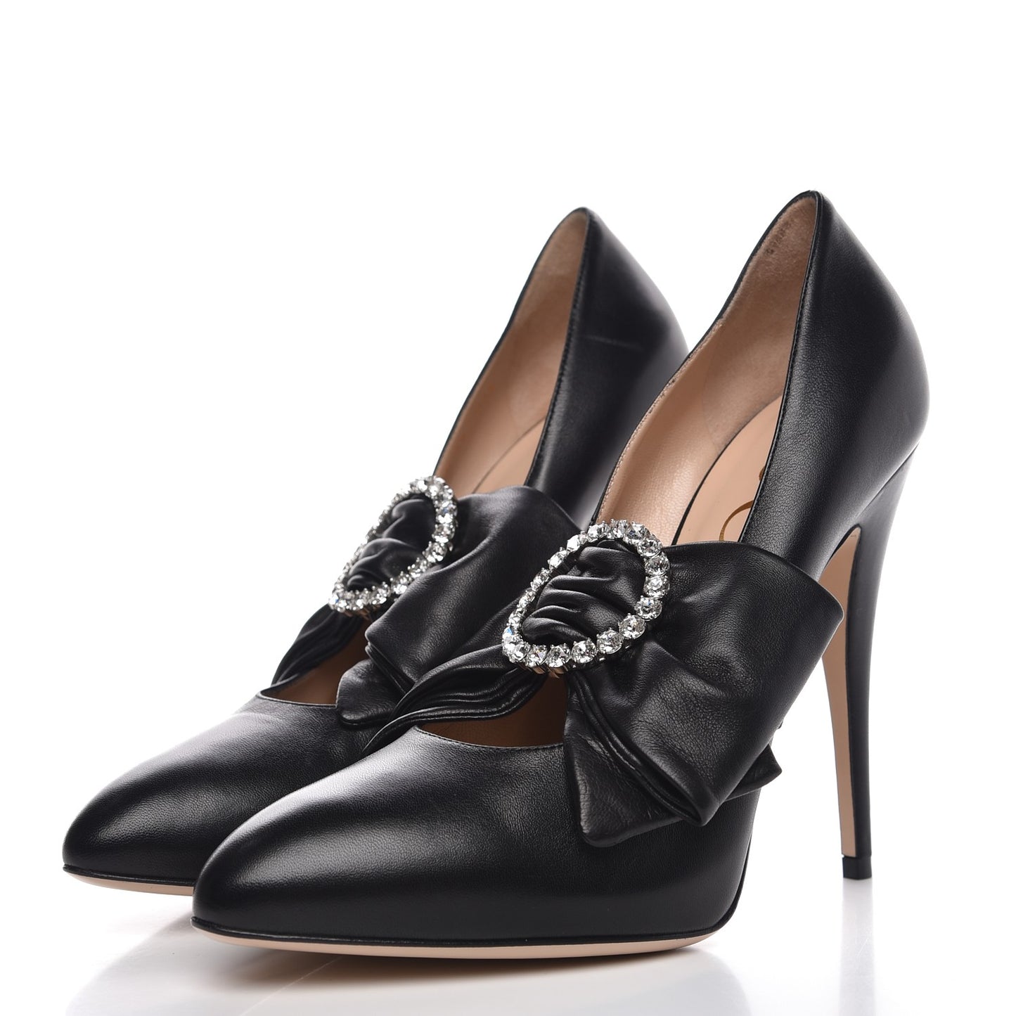 Nappa Removable Bow Elaisa Platform High Heel Pumps 39 Black