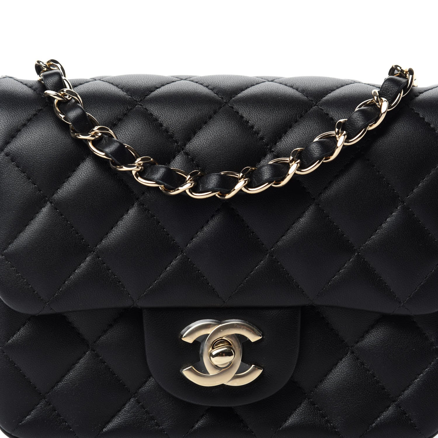 Chanel Lambskin Quilted Mini Square Flap Black 10 of 11